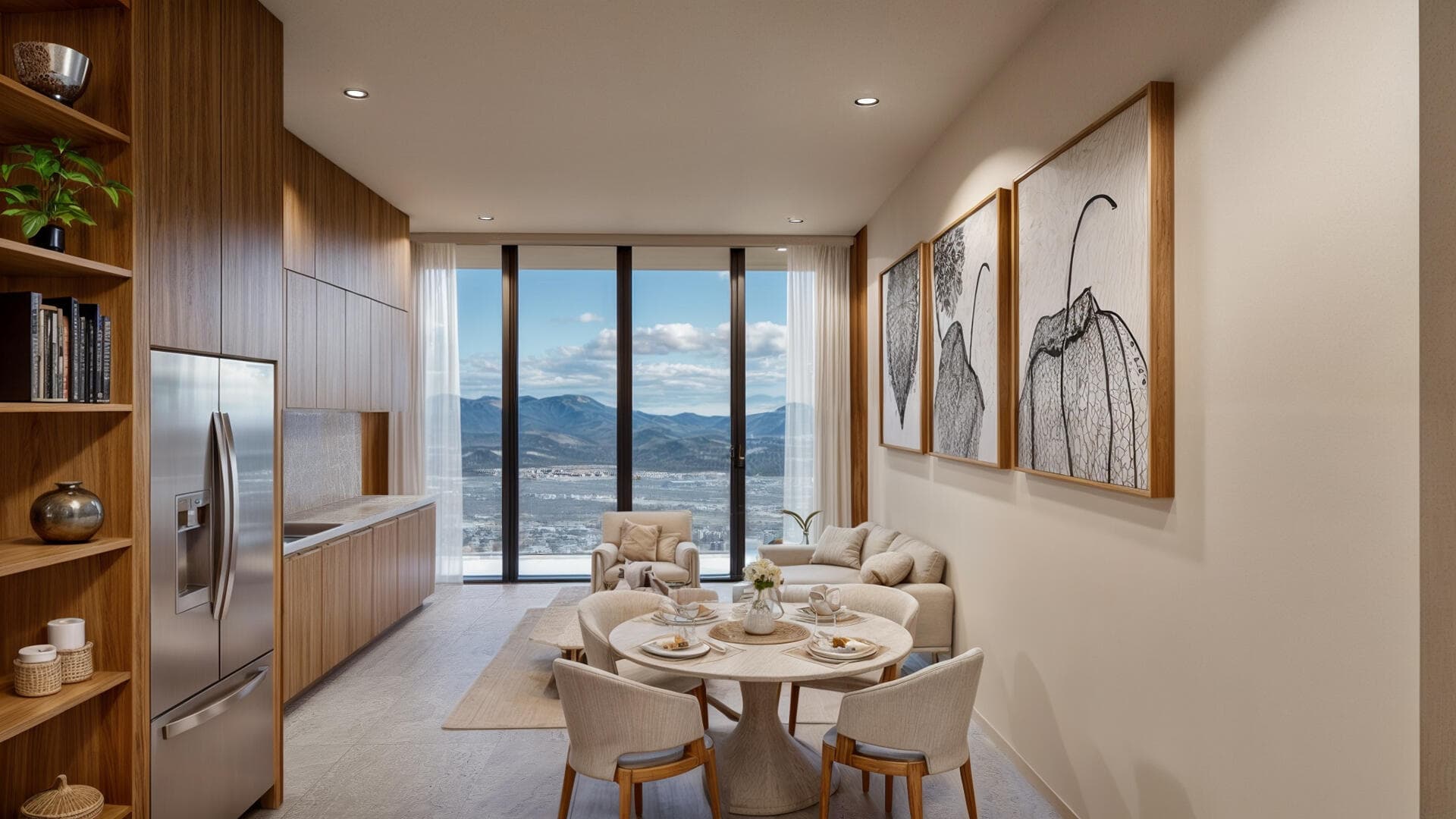 Villa del León dining alcove in Pedregal with a Cabo mountain view